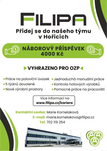Nábor do firmy FILIPA Hořice
