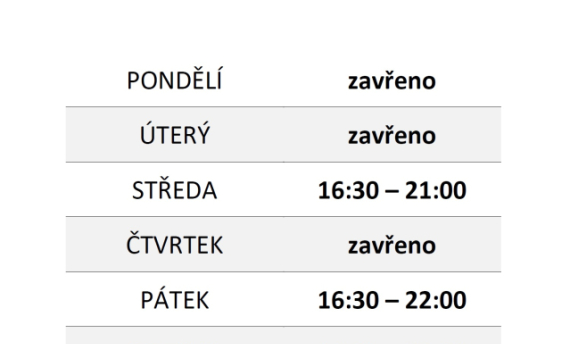 Otevírací doba občerstvení U Vagónu