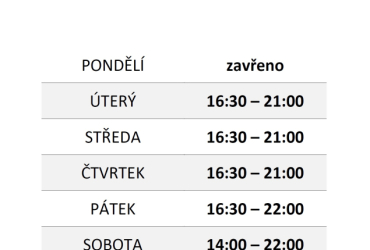 Otevírací doba občerstvení U Vagónu od 1. 6. 2023