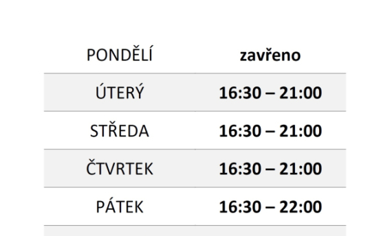 Otevírací doba občerstvení U Vagónu od 1. 6. 2023