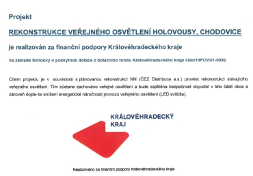 Projekt - Rekonstrukce veřejného osvětlení Holovousy, Chodovice