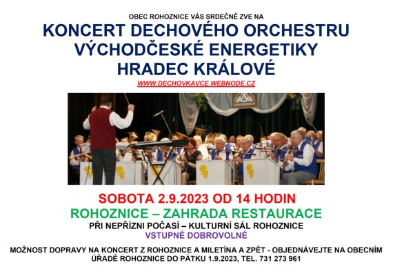 Koncert dechového orchestru VČE Rohoznice
